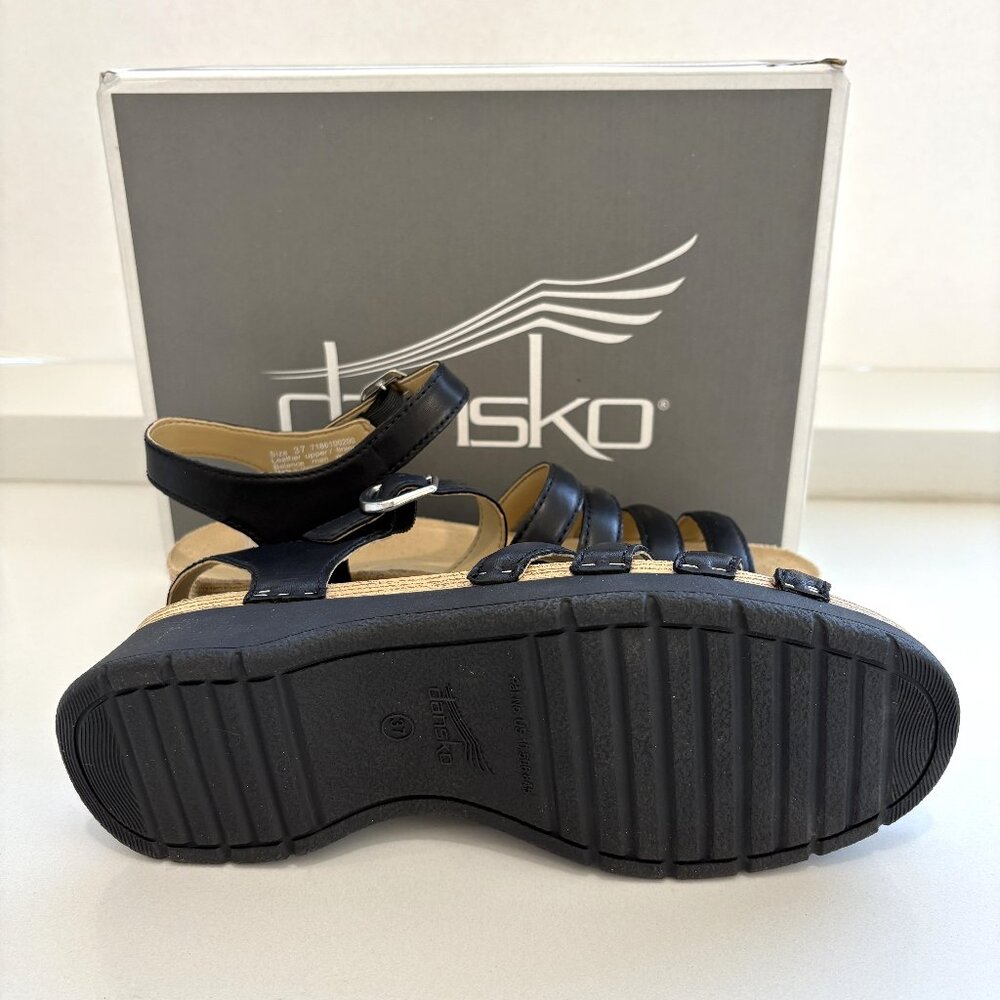 Dansko Roxie Sandals Nappa Leather Strappy Black Size 37 US 7 NEW - Picture 6 of 7